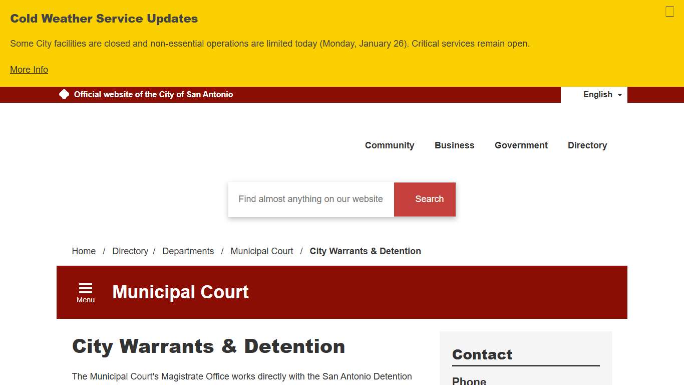 City Warrants & Detention - City of San Antonio