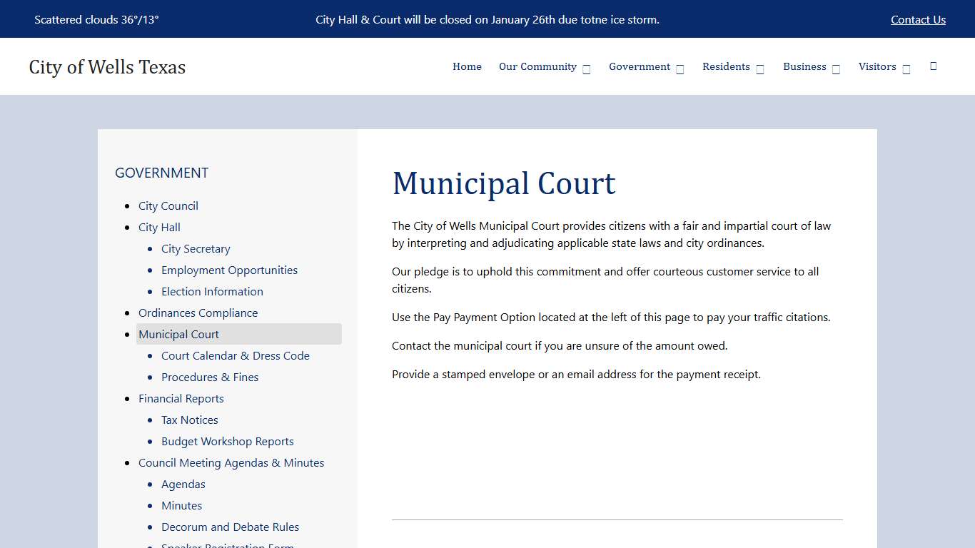 Municipal Court City of Wells Texas