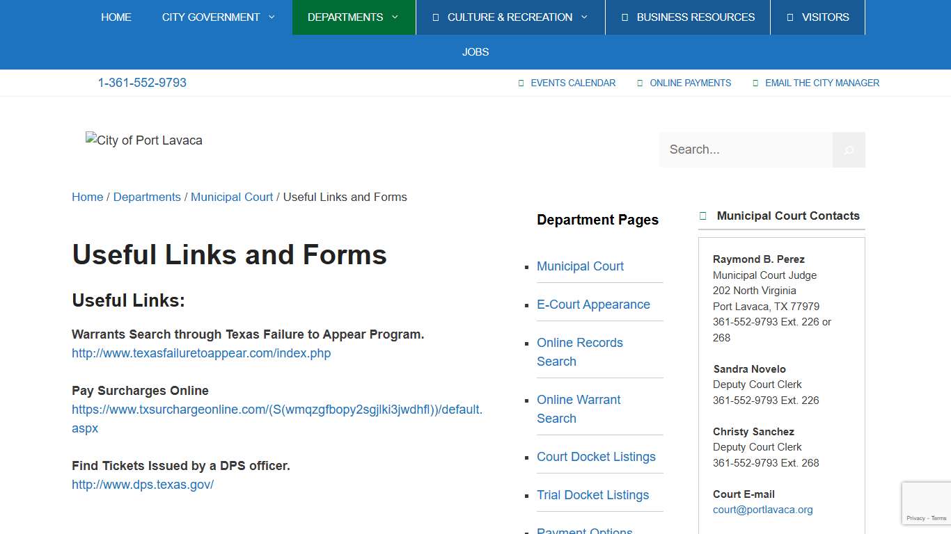 Useful Links and Forms – City of Port Lavaca