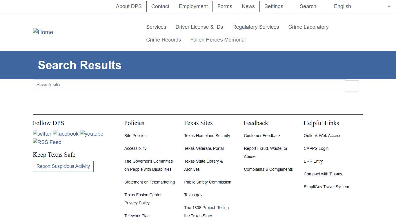 Search results Department of Public Safety