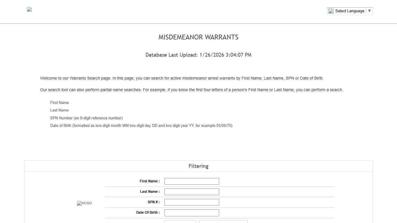 Misdemeanor Warrants - Core Values
